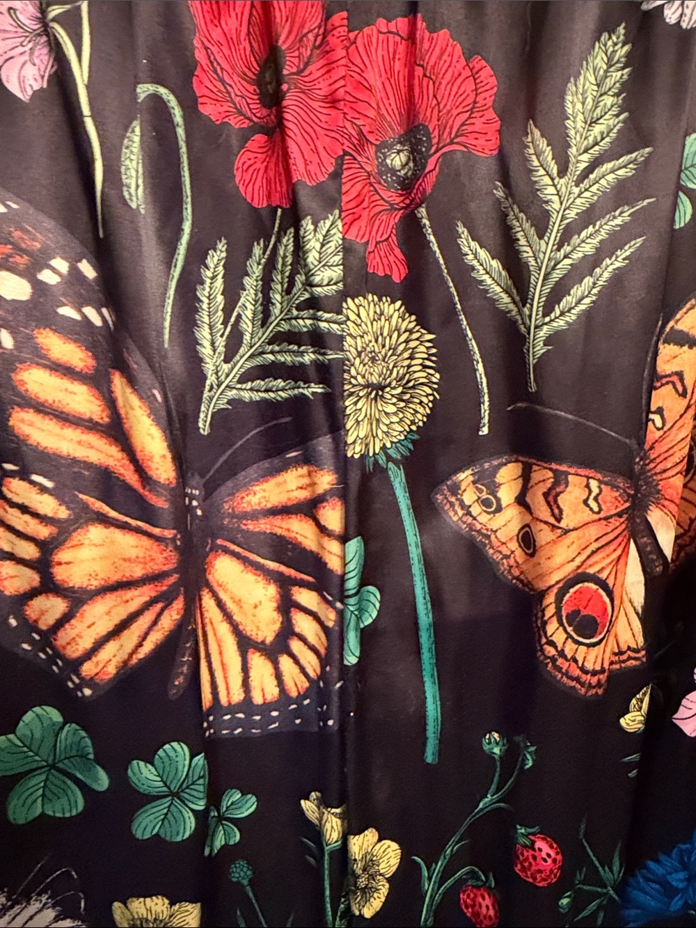 Dressed in LALA Black Wide Leg Pants with Multicolor Butterfly & Floral Print - Picture 4 of 5